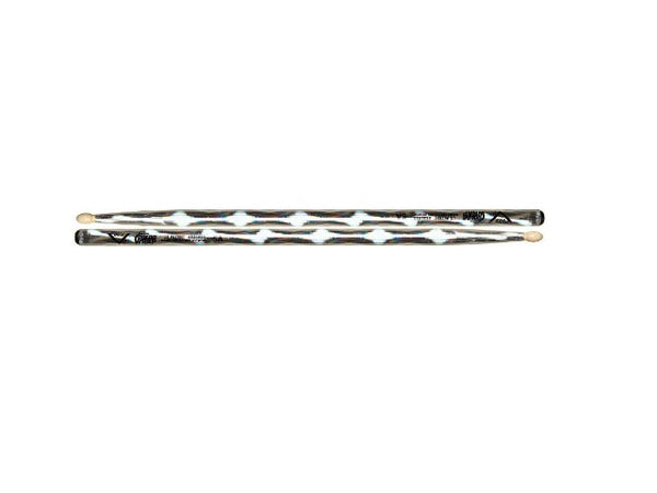 Vater Color Wrap 5A Wood Tip Drumsticks Silver Optic