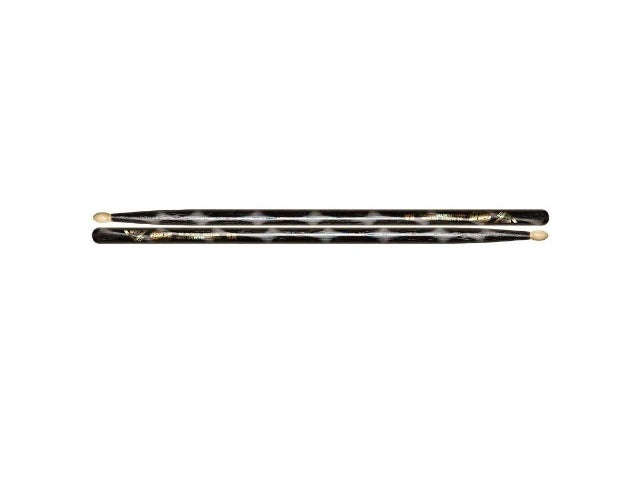 Baguettes de batterie Vater Color Wrap 5A avec pointe en bois, optique noire
