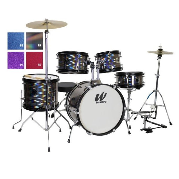 Westbury 5 PC Junior Prismatic Finish Drum Kit W/ Hardware, Cymbals & Throne